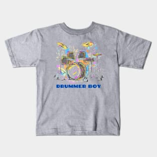 Drummer Boy Drum Set Percussionist Kids T-Shirt